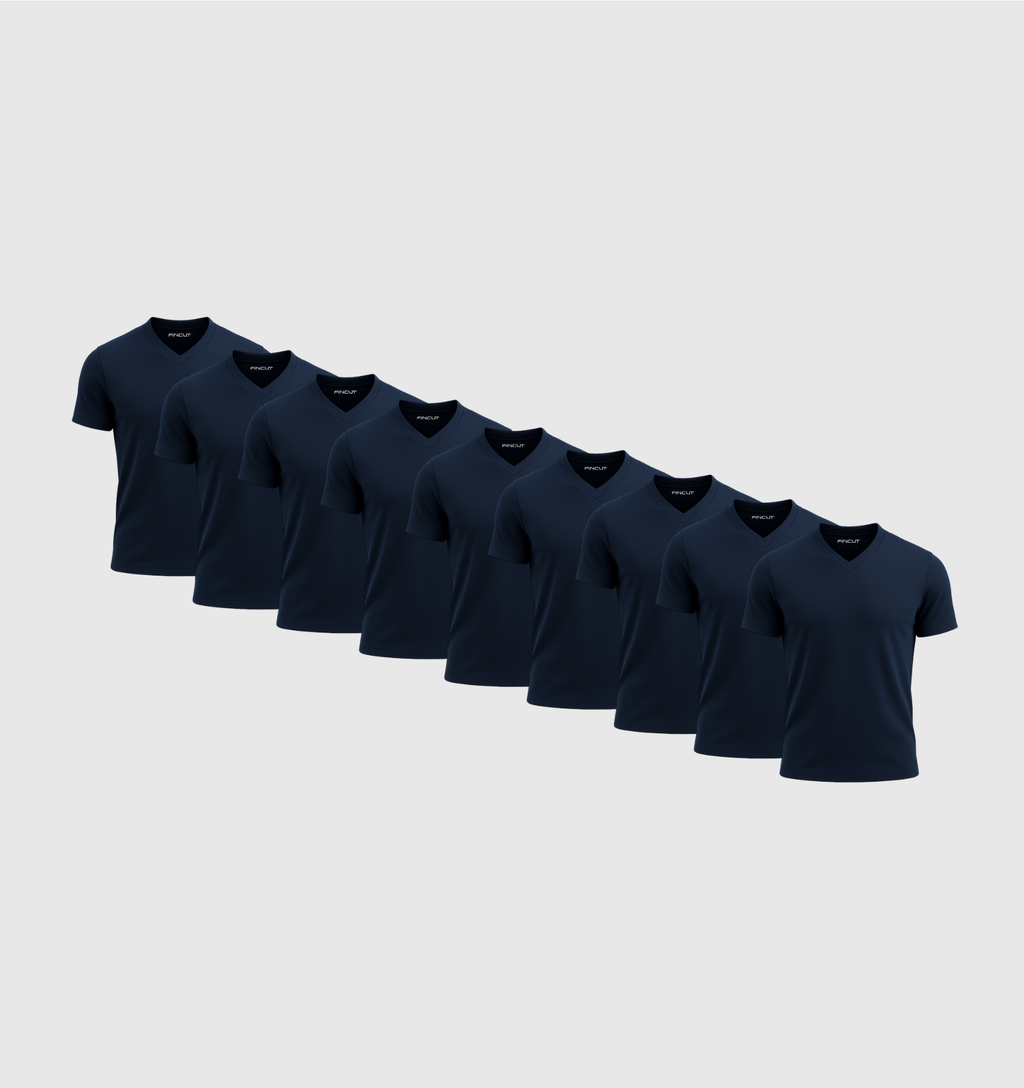 Pack de 9 Col V - Bleu marine